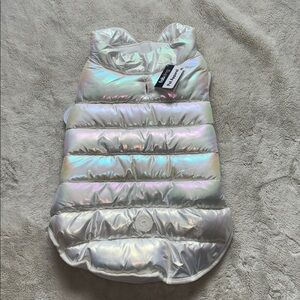 Dog Puffer Jacket in Iridescent White Fab Dog size XL